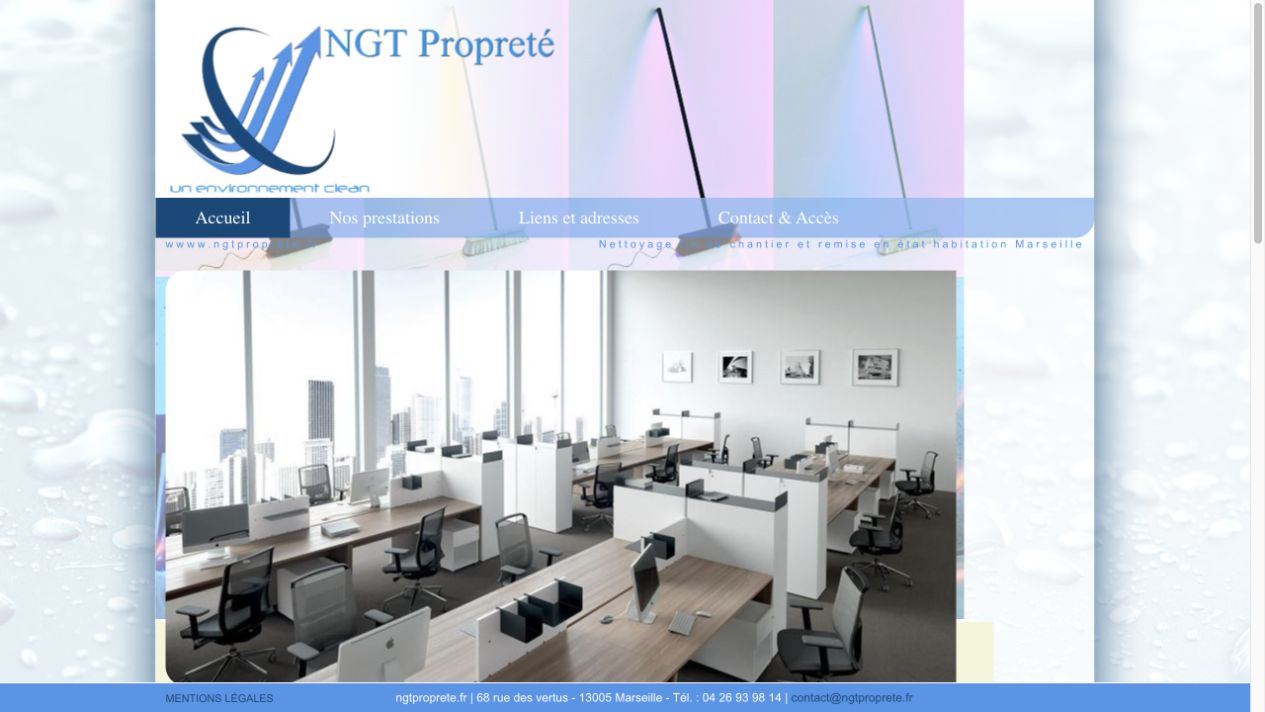 Capture du site de NGT Propreté