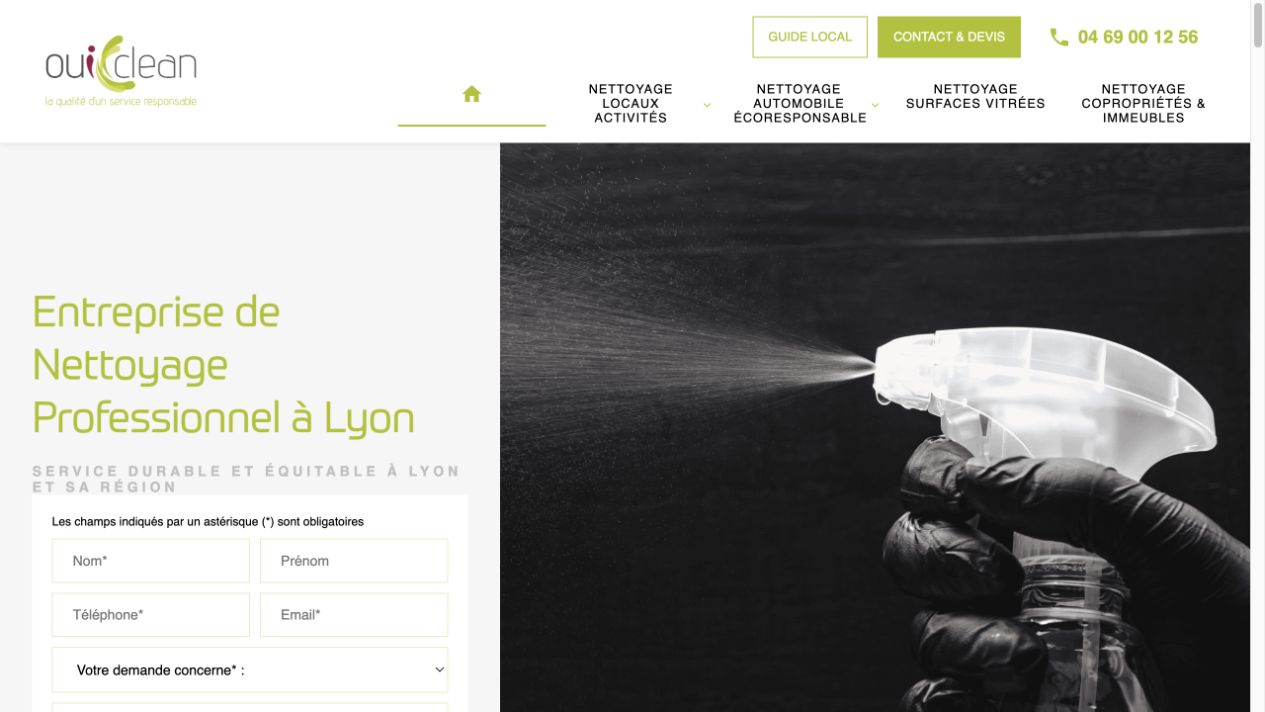 Capture du site de OuiClean