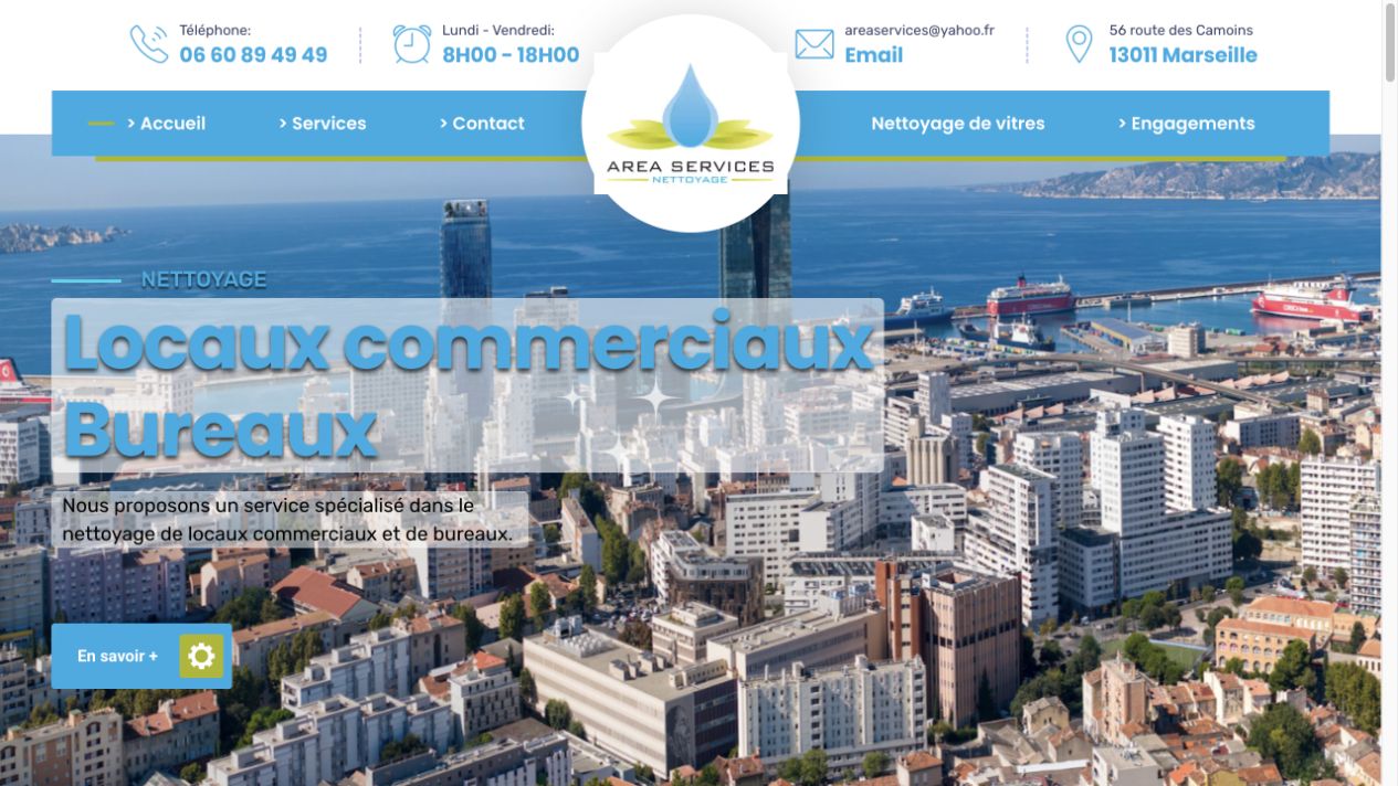 Capture du site de Aréa Services