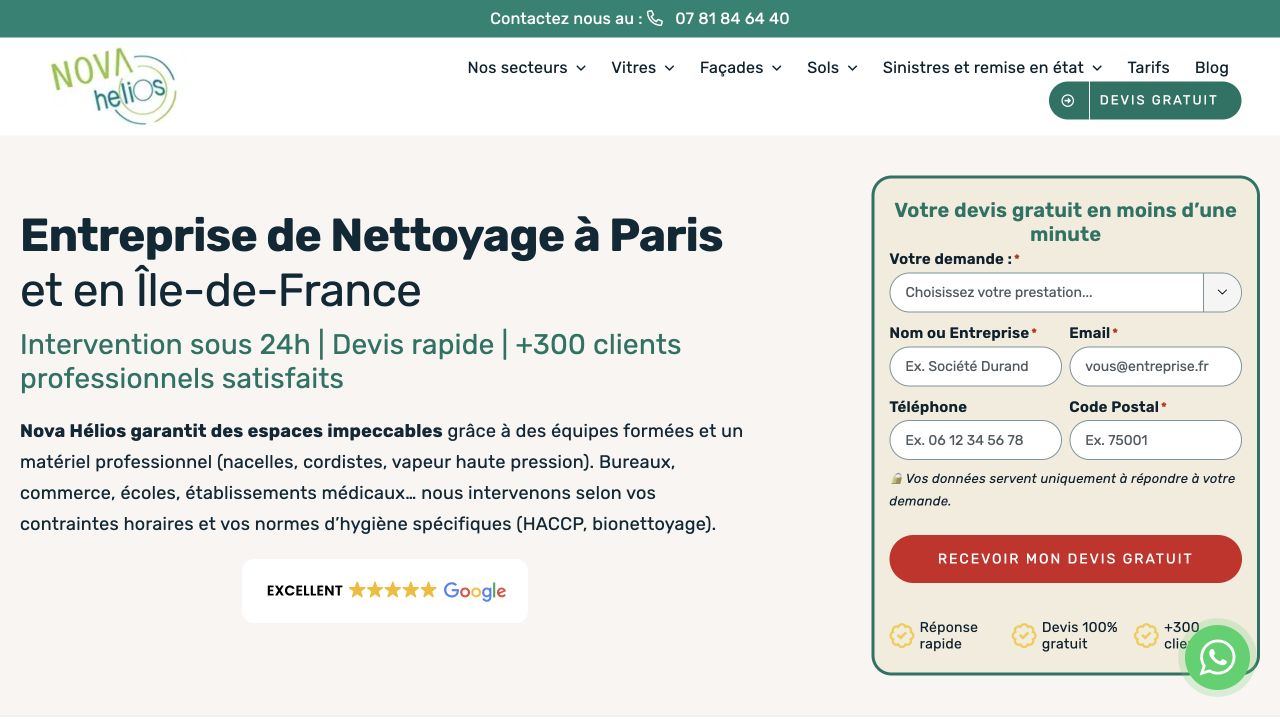Capture du site de Nova Hélios Multiservices