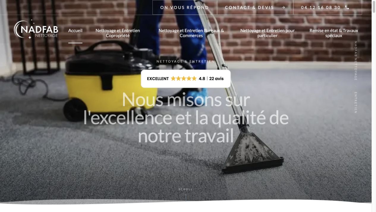 Capture du site de Nadfab Nettoyage