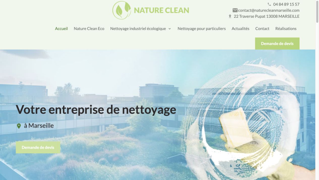 Capture du site de Nature Clean