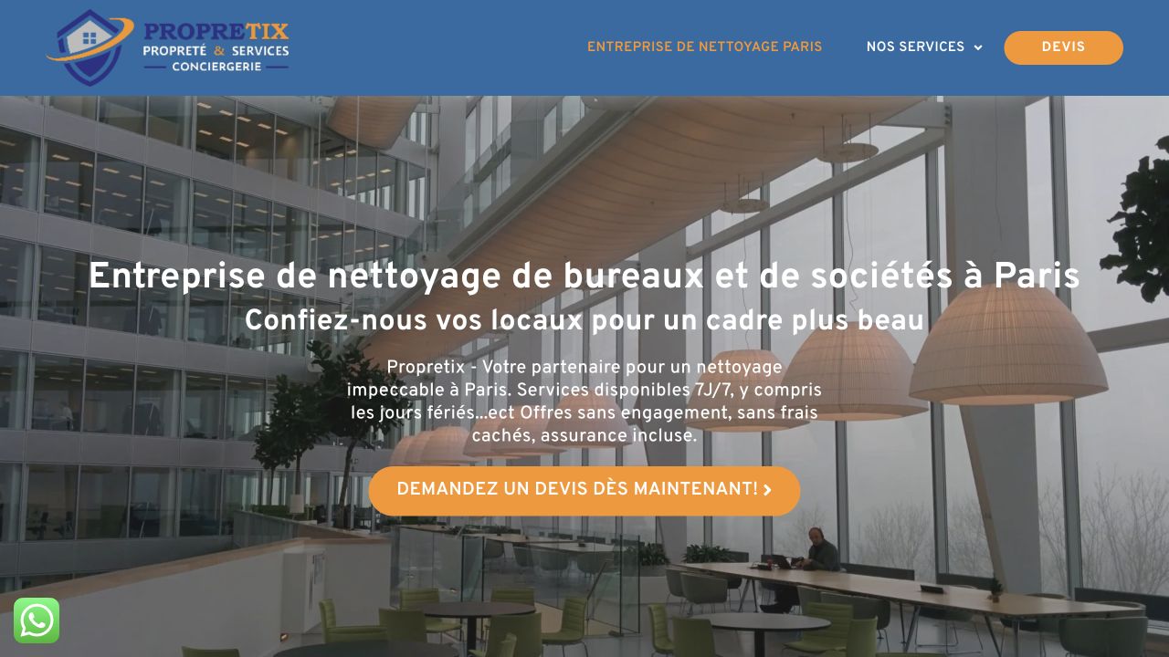 Capture du site de Propretix