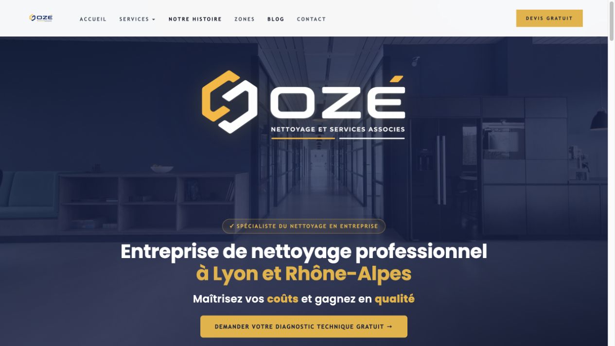 Capture du site de Ozé Nettoyage