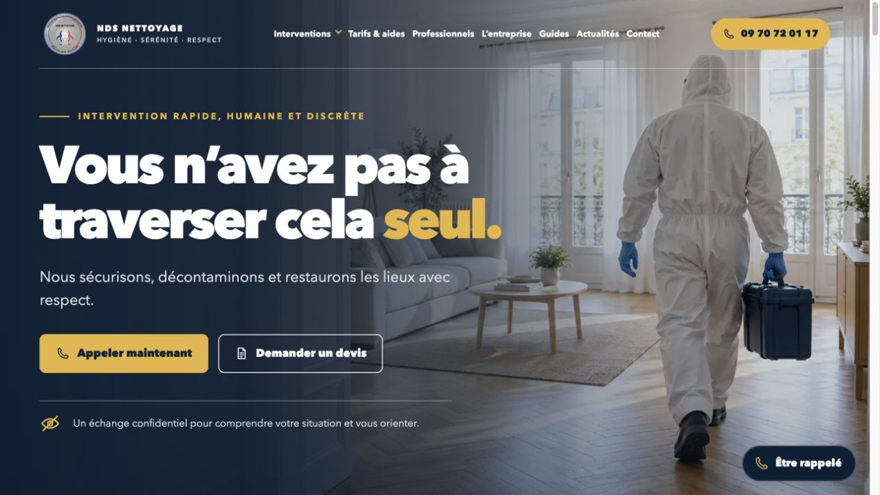 Capture du site de NDS Nettoyage Rhône-Alpes